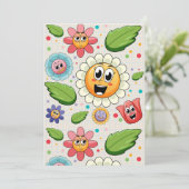 Invitation Design arrière - plan transparent avec fleurs colo (Debout devant)