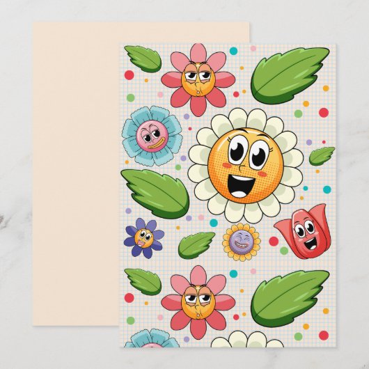 Invitation Design arrière - plan transparent avec fleurs colo (Devant / Derrière)