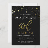 Invitation Design Black & Gold Star Confetti 60e anniversaire (Devant)