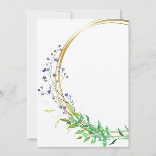 Invitation Design blanc avec fleurs bleues bombées (Devant)