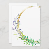 Invitation Design blanc avec fleurs bleues bombées (Devant / Derrière)