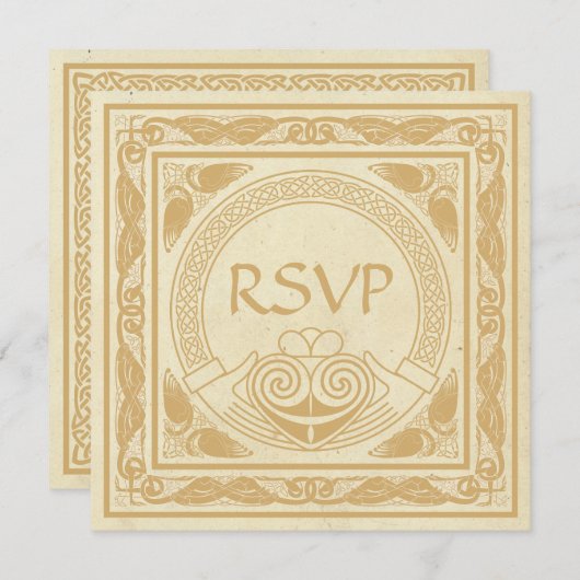 Invitation Design Celtique Avec Mariage Claddagh RSVP (Devant / Derrière)