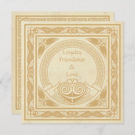 Invitation Design celtique avec Réception de Mariage Claddagh (Devant / Derrière)