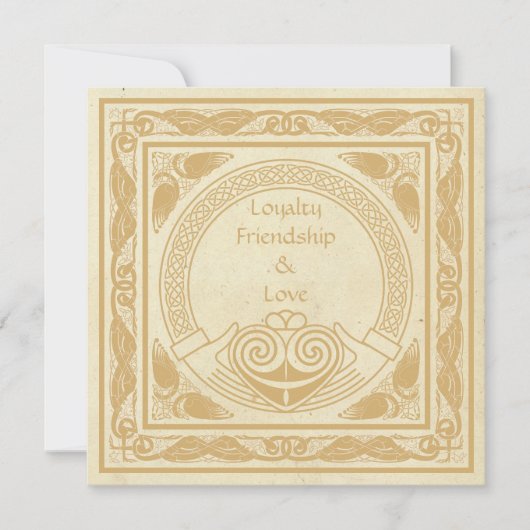Invitation Design celtique avec Réception de Mariage Claddagh (Devant)