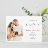 Invitation Design Chic Moderne Élégant Photo Baptême (Debout devant)