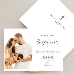 Invitation Design Chic Moderne Élégant Photo Baptême