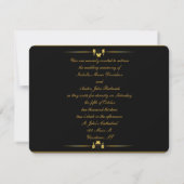 Invitation design contemporain noir et or mariage (Dos)