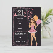 Invitation Design d'anniversaire avec options photo personnal (Debout devant)