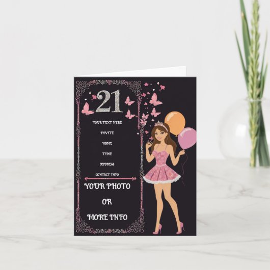 Invitation Design d'anniversaire avec options photo personnal (Devant)