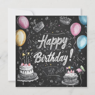 Invitation Design d'anniversaire de style Chalkboard