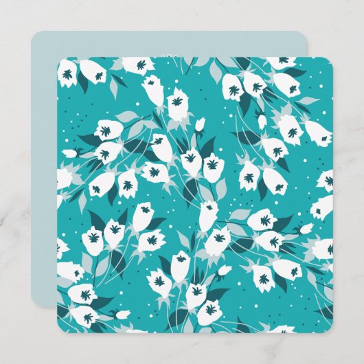 Invitation Design d'art botanique Motif élégant à la fleur de (Devant / Derrière)