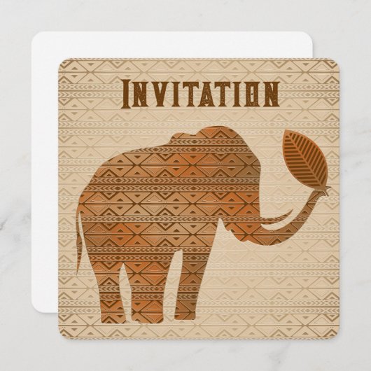 Invitation Design d'art tribal des éléphants (Devant / Derrière)