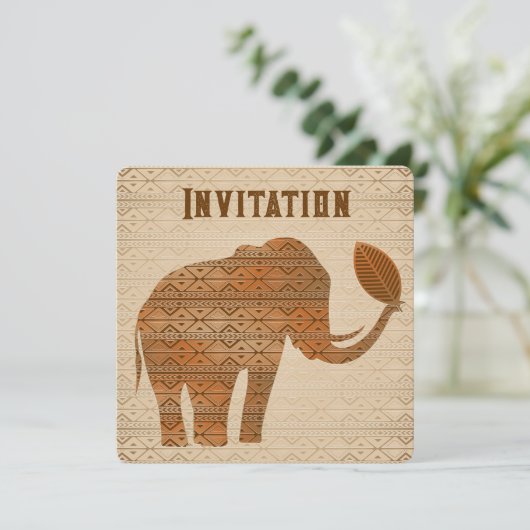 Invitation Design d'art tribal des éléphants (Debout devant)