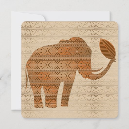 Invitation Design d'art tribal des éléphants (Devant)