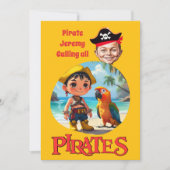 Invitation Design de caricature pirate personnalisé avec plag (Devant)