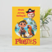 Invitation Design de caricature pirate personnalisé avec plag (Debout devant)