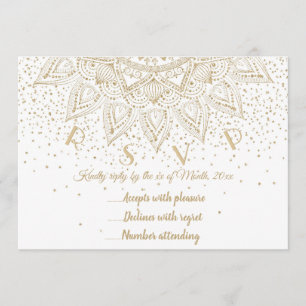 Invitation Design de confettis mandala or élégant