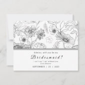 Invitation Design de fleur marguerite noir et blanc Soyez ma (Devant)