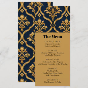 Invitation Design de motif vintage élégant en or et damas mar