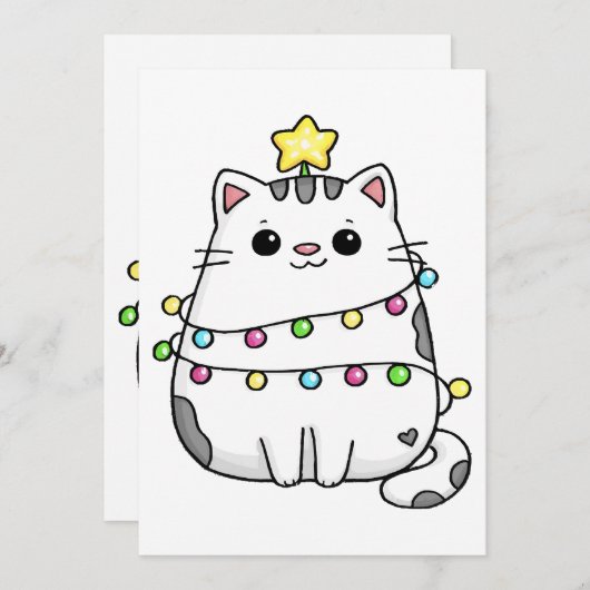 Invitation Design de Noël de chat mignon (Devant / Derrière)