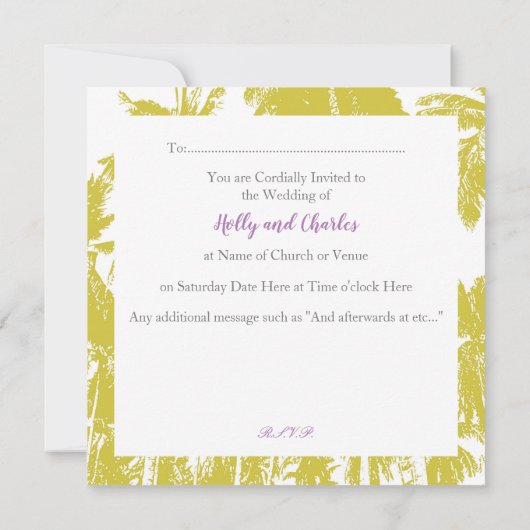 Invitation Design de palmiers tropicaux en or (Dos)