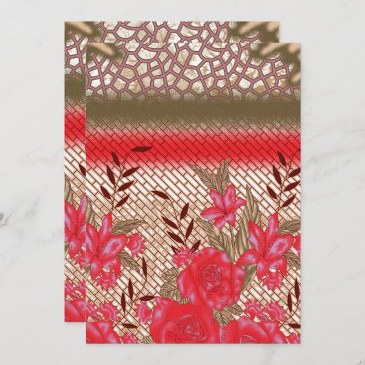 Invitation Design de tissu complexe avec motifs floraux (Devant / Derrière)