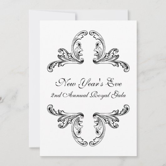 Invitation Design décoratif noir et blanc élégant (Devant)