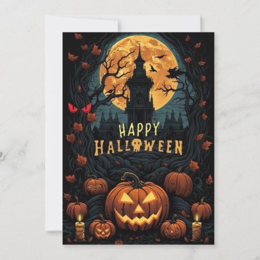 Invitation design d'halloween heureux (Devant)