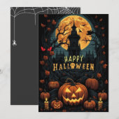Invitation design d'halloween heureux (Devant / Derrière)