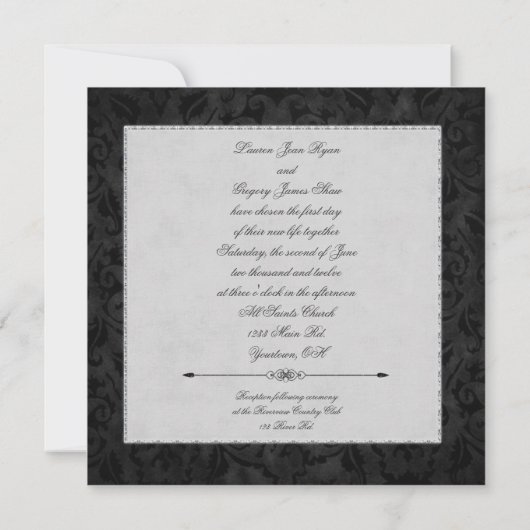 Invitation Design diamant sur Damask (Dos)