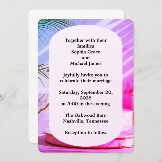 Invitation Design écologique Feuille élégant | Botan minimal (Devant / Derrière)