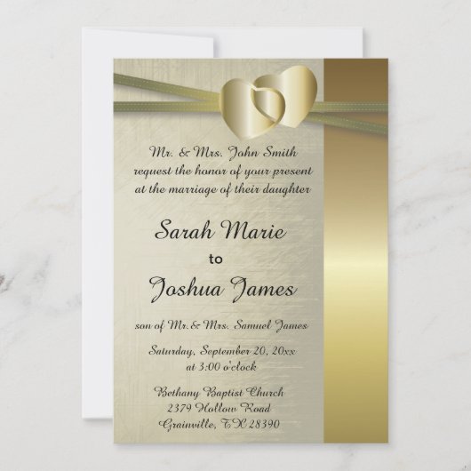 Invitation Design élégant de coeur d'or (Devant)