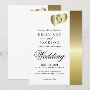 Invitation Design élégant de coeur d'or