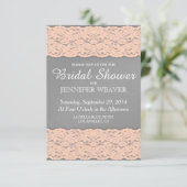 Invitation Design élégant de dentelle de corail et de gris te (Debout devant)