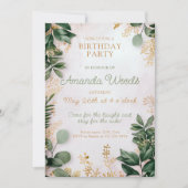 Invitation Design élégant et moderne d'anniversaire vert doré (Devant)