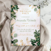 Invitation Design élégant et moderne d'anniversaire vert doré