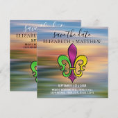 Invitation Design Élégant Fleur De Lis Coloré (Devant / Derrière)