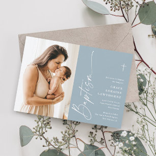 Invitation Design élégant moderne garçons de script photo Bap