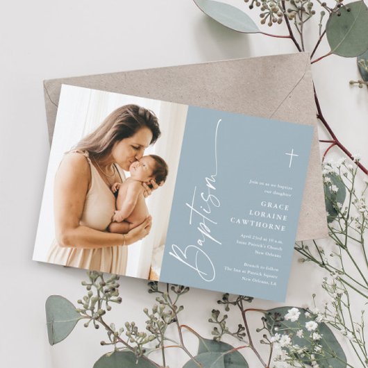 Invitation Design élégant moderne garçons de script photo Bap