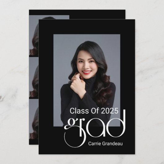 Invitation Design élégant moderne Script 4 Photo Graduation P (Devant / Derrière)