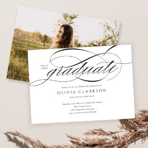 Invitation Design élégant moderne Script Photo Graduation Par