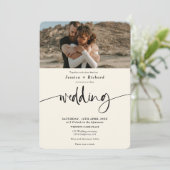 Invitation Design élégant noir ivoire mariage photos (Debout devant)