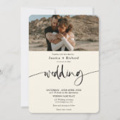 Invitation Design élégant noir ivoire mariage photos (Devant)