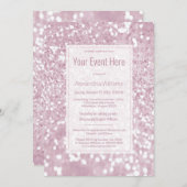 Invitation Design élégant rose blanc parties scintillant glam (Devant / Derrière)
