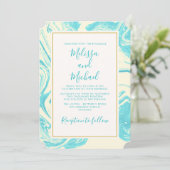 Invitation Design en marbre élégant en Mariage Turquoise et C (Debout devant)
