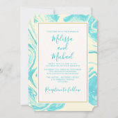 Invitation Design en marbre élégant en Mariage Turquoise et C (Devant)