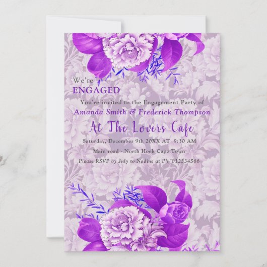 Invitation Design Fleurs Roses blanches / violettes (Devant)