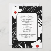 Invitation Design Floral Blanc Sur Mariage Noir (Devant)