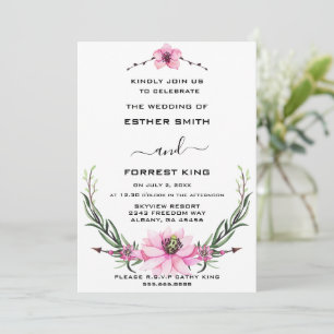 Invitation Design floral de luxe Mariage rose et violet