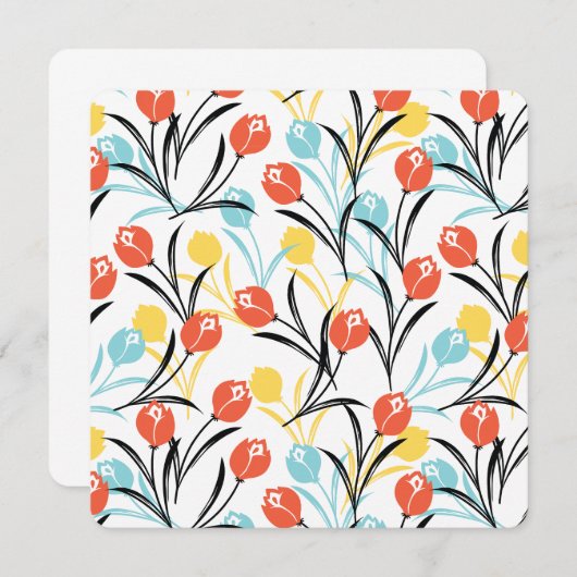 Invitation Design floral Motif de Tulipe en blanc (Devant / Derrière)